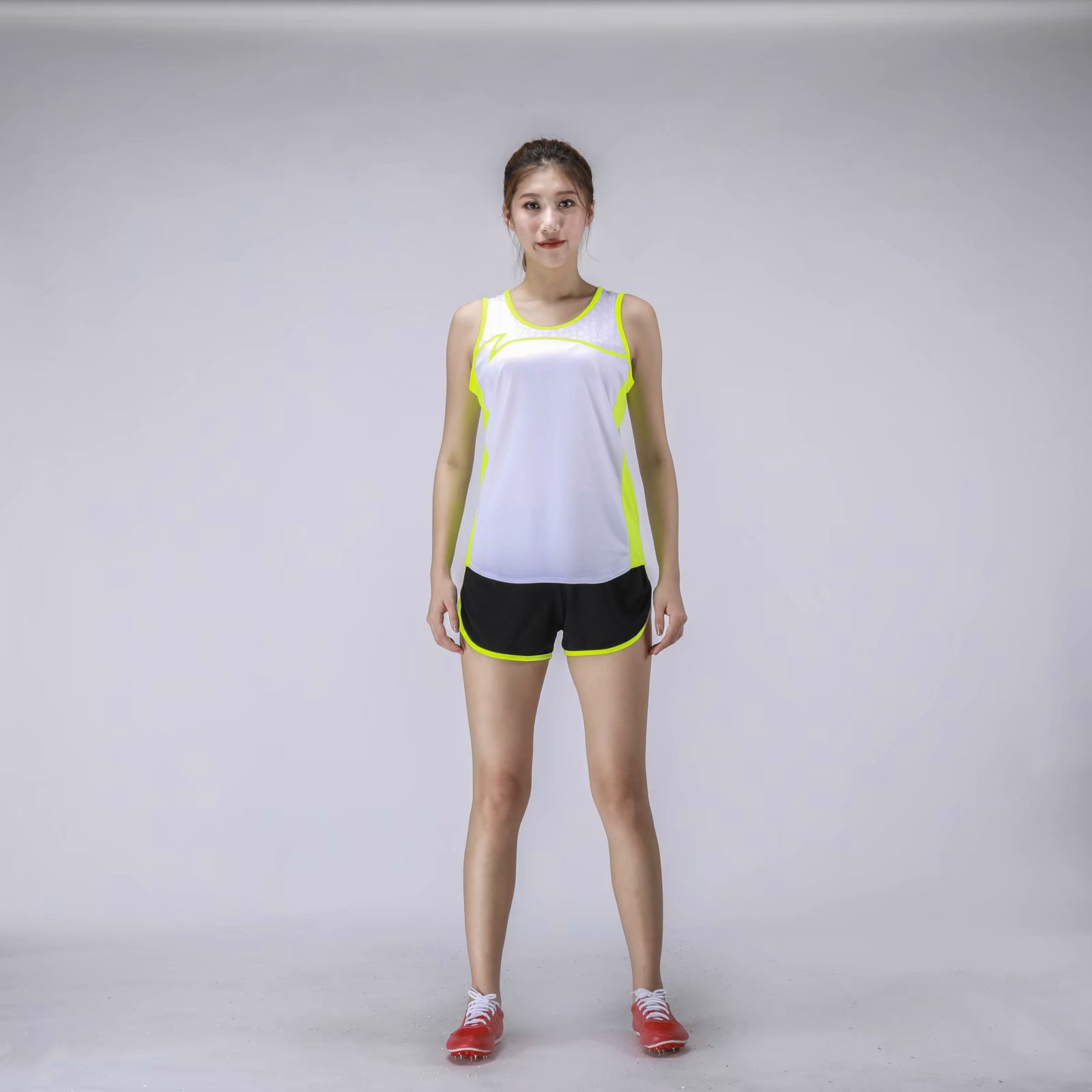 Women's track and field training suits for physical examinations, long and short distance running competitions, sportswear, marathon running, breathable vest suits for summer