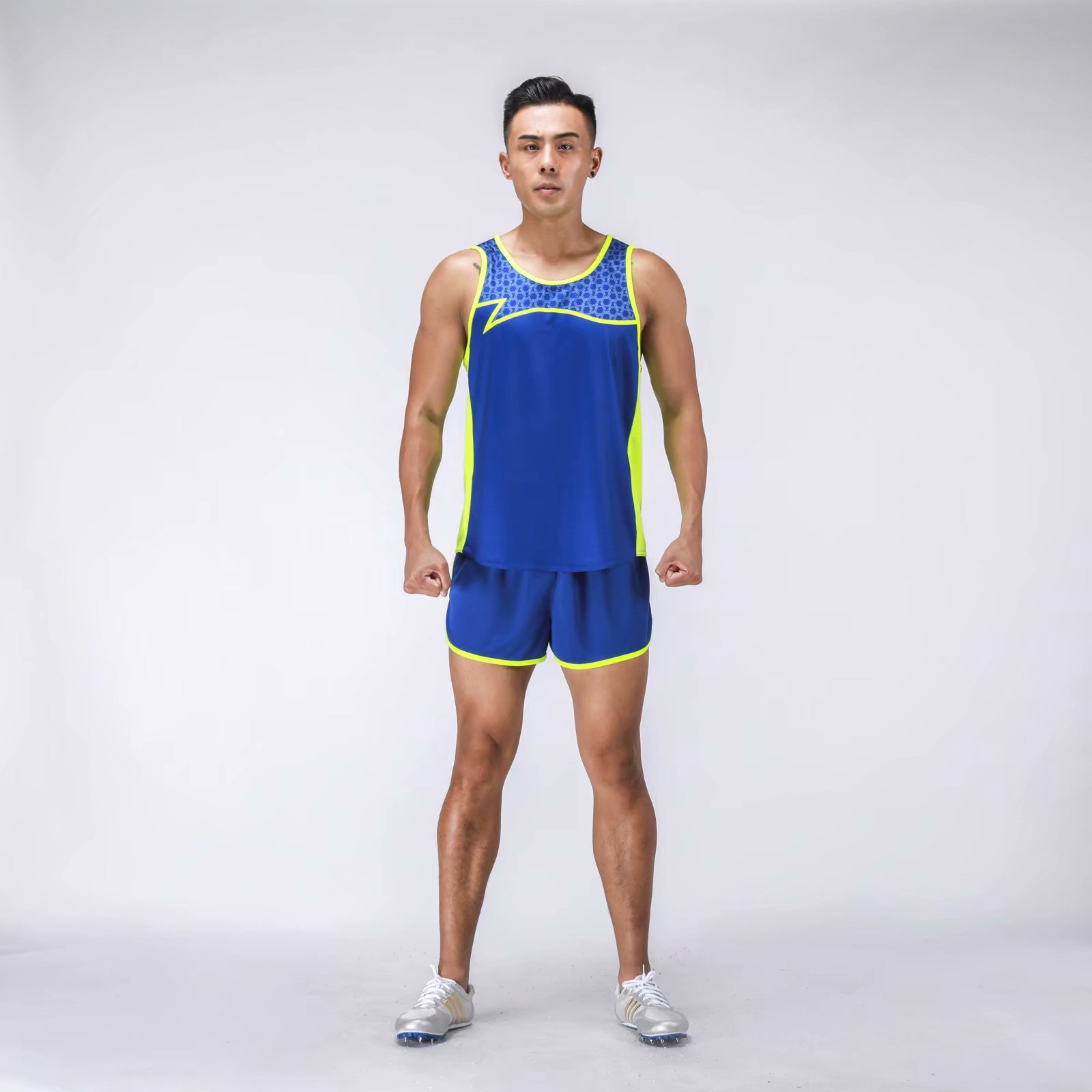 Men's track and field training suits for physical examinations, long and short distance running competitions, sportswear, marathon running, breathable vest suits for summer - Image 2