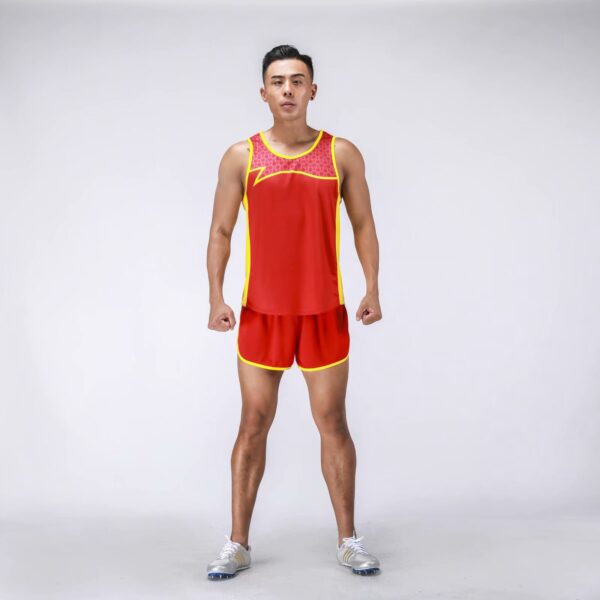 Men's track and field training suits for physical examinations, long and short distance running competitions, sportswear, marathon running, breathable vest suits for summer
