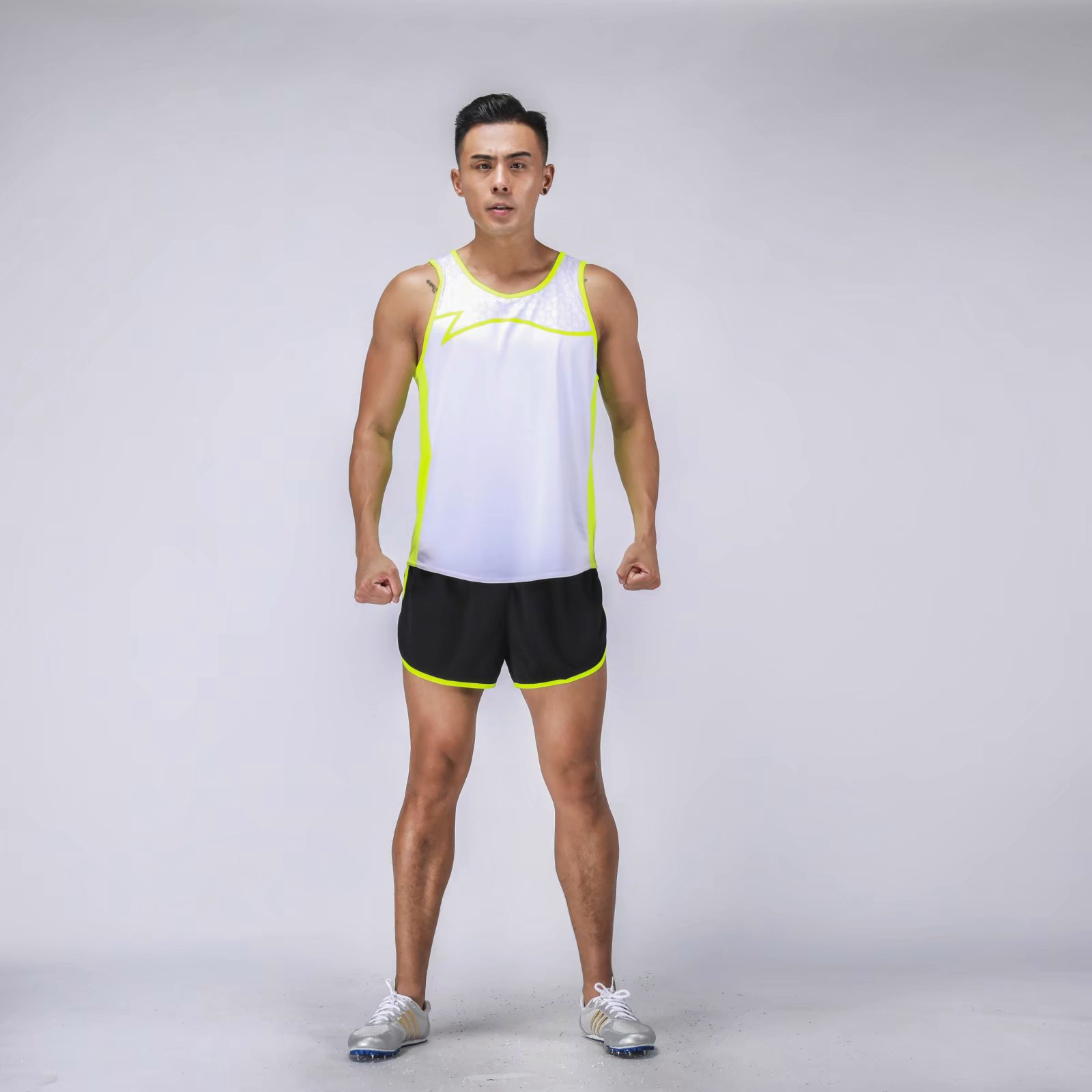 Men's track and field training suits for physical examinations, long and short distance running competitions, sportswear, marathon running, breathable vest suits for summer - Image 2