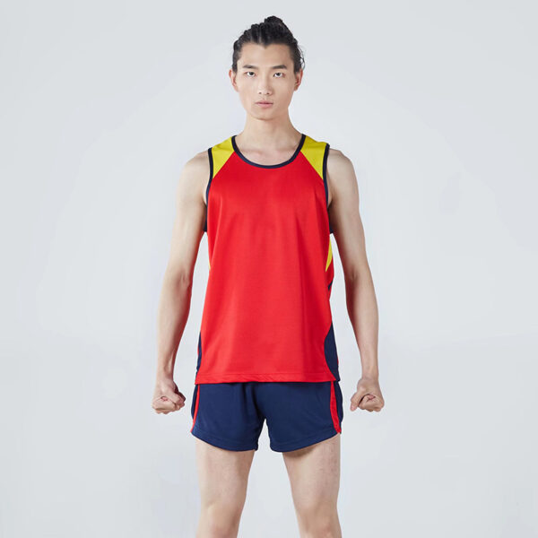 Track suit suits for men, sleeveless track and field running training suits, fitness marathon competition suits